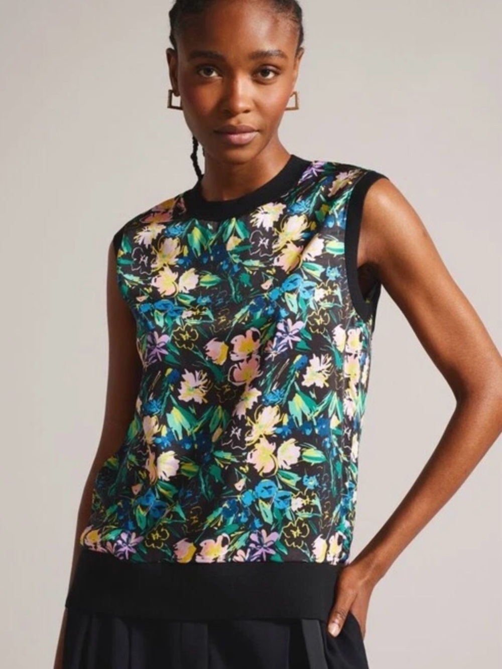Ted Baker Sketchy Flowsie  Magnolia Print Sleeveless Top, Size 3 US 6/8 M